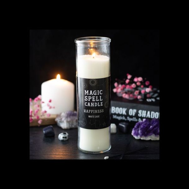 Happiness White Sage Magic Spell Tube Candle