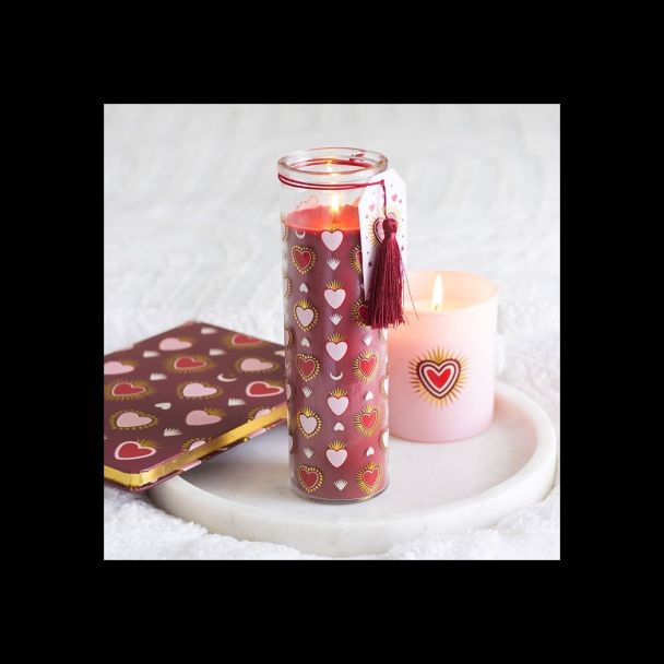 Sacred Heart Print Black Fig Tube Candle