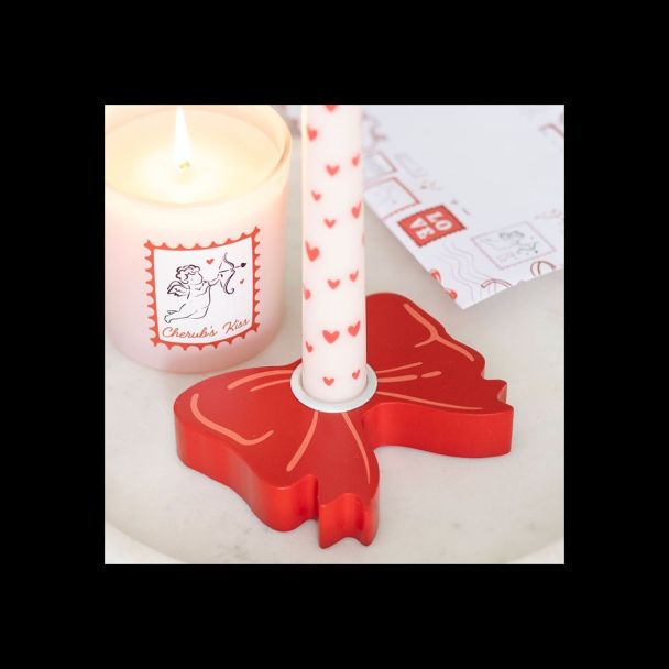 Red Bow Taper Candle Holder