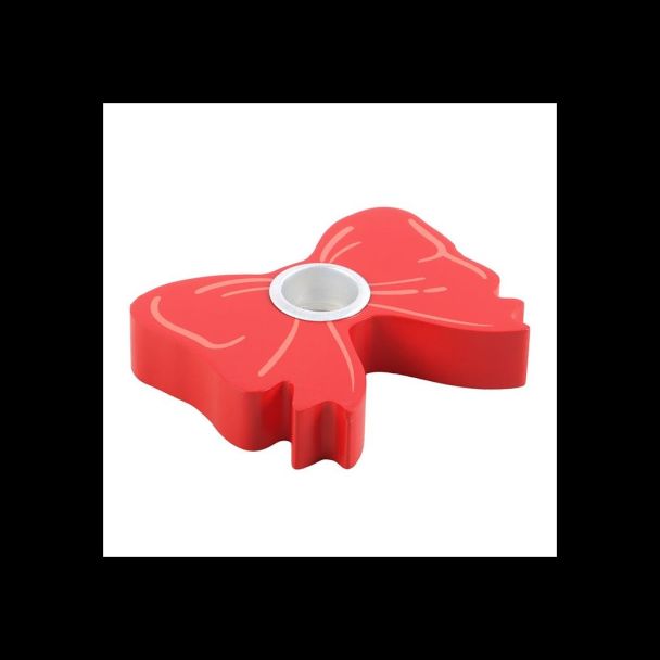Red Bow Taper Candle Holder