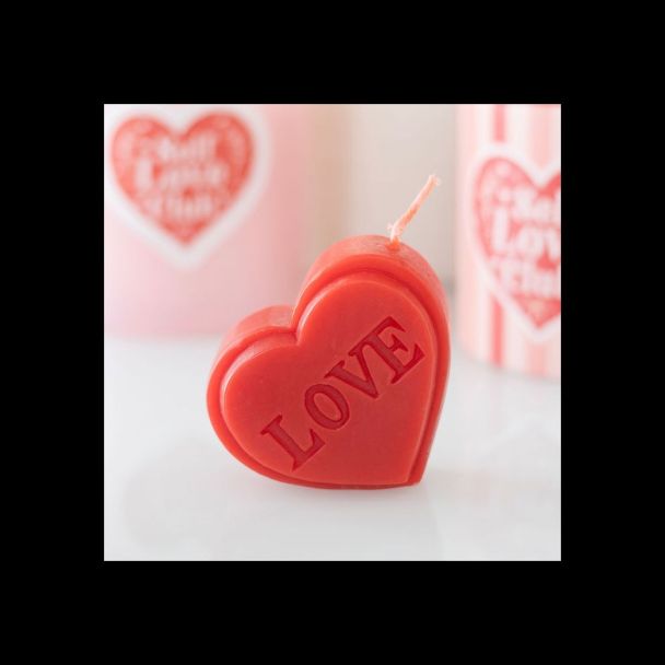 Red Love Heart Shaped Valentine's Day Candle