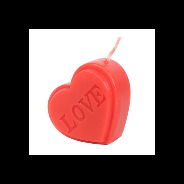 Red Love Heart Shaped Valentine's Day Candle