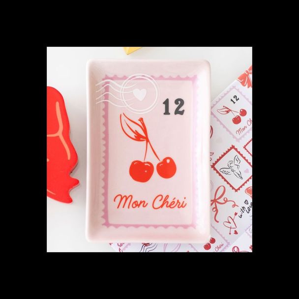 Cherry Postage Stamp Trinket Dish