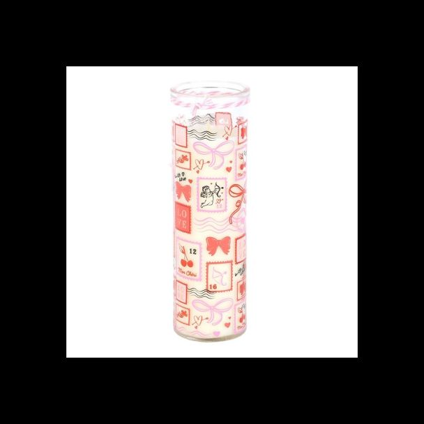 Valentine Postage Stamp Print Sparkling Rose Tube Candle