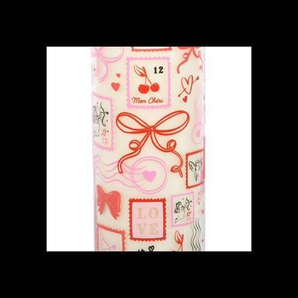 Valentine Postage Stamp Print Sparkling Rose Tube Candle