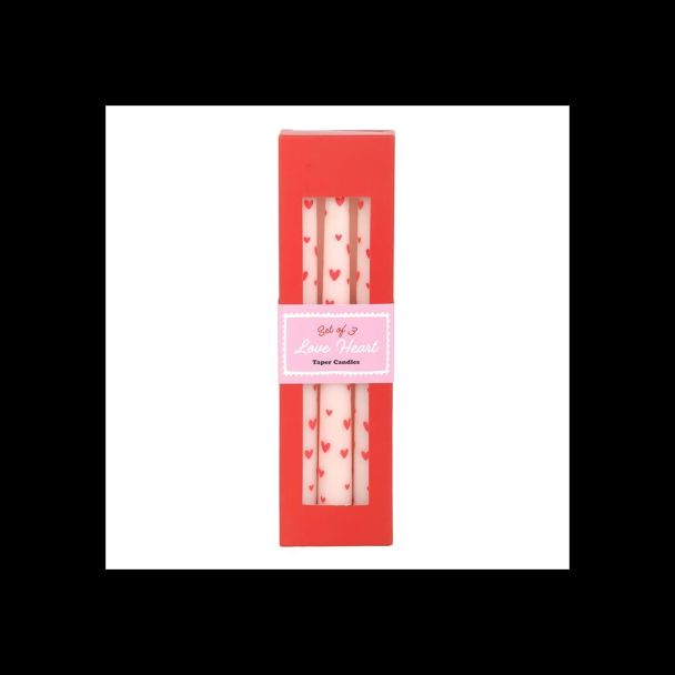 Set of 3 Love Heart Taper Candles