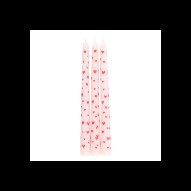 Set of 3 Love Heart Taper Candles