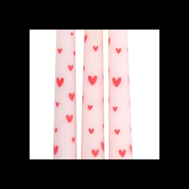 Set of 3 Love Heart Taper Candles