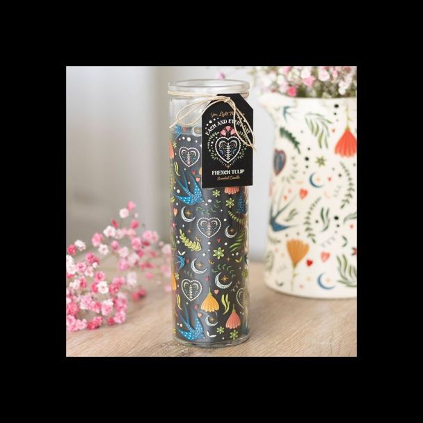 Midnight Bloom Print French Tulip Tube Candle
