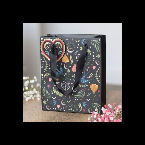 Medium Black Midnight Bloom Print Giftbag