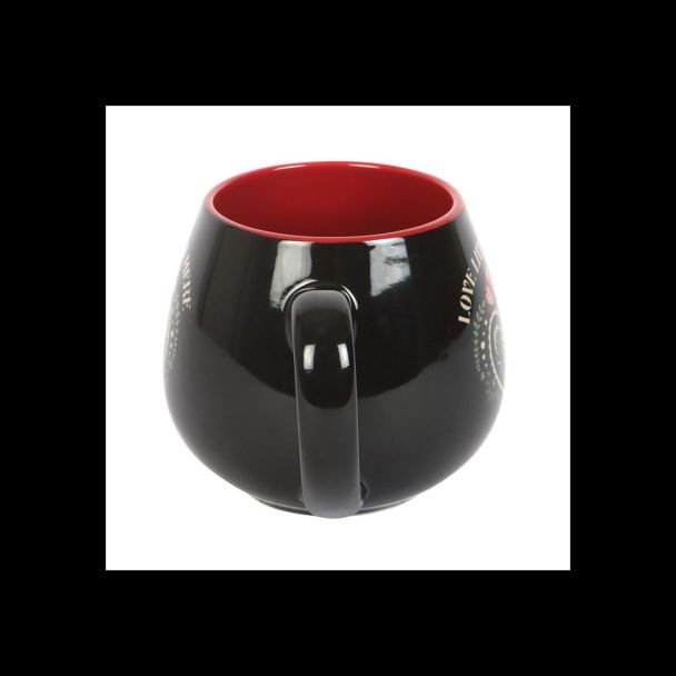 Love Lives Here Folk Heart Rounded Mug