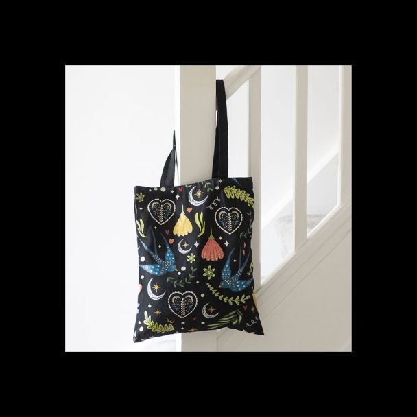 Midnight Bloom Polycotton Tote Bag