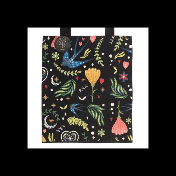 Midnight Bloom Polycotton Tote Bag