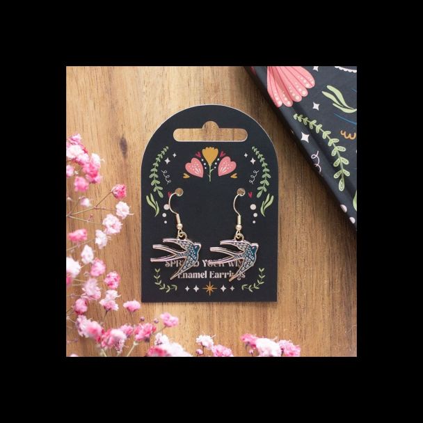 Blue Spread Your Wings Swallow Earrings