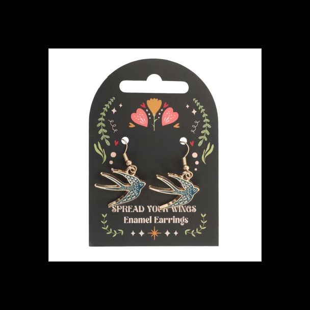 Blue Spread Your Wings Swallow Earrings