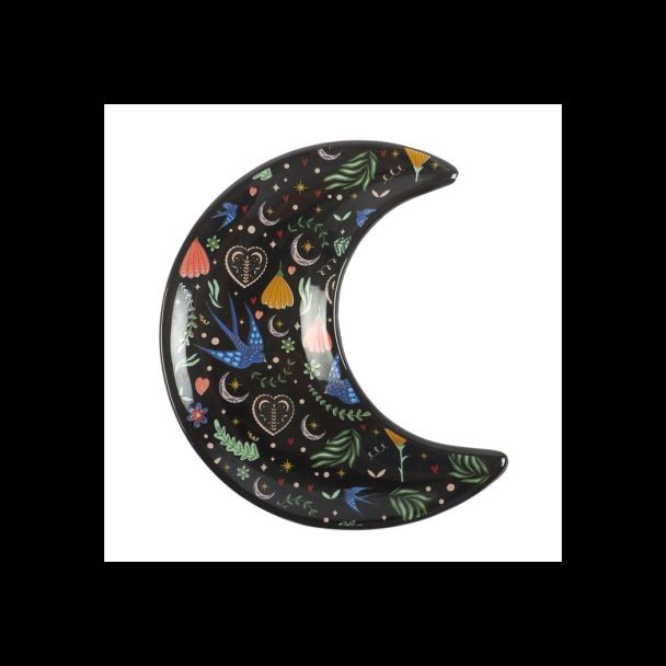 Midnight Bloom Crescent Moon Trinket Dish