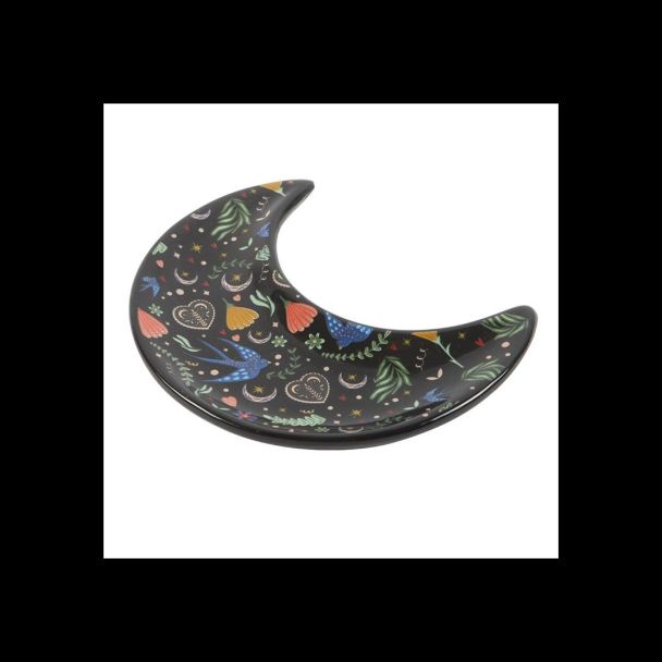 Midnight Bloom Crescent Moon Trinket Dish
