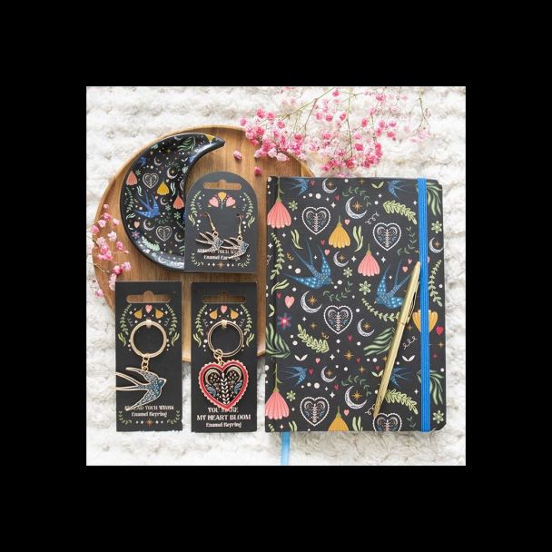 Midnight Bloom Crescent Moon Trinket Dish