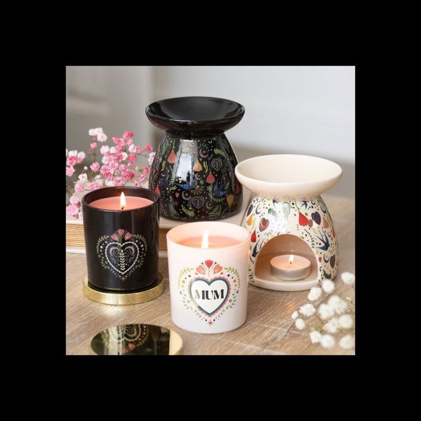 Cream Midnight Bloom Print Oil Burner