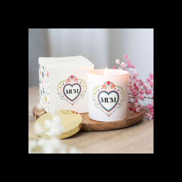 Mum Folk Heart French Tulip Candle