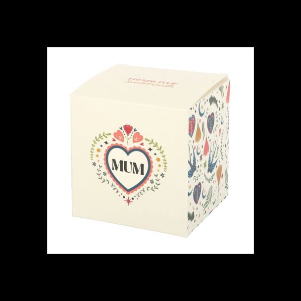 Mum Folk Heart French Tulip Candle