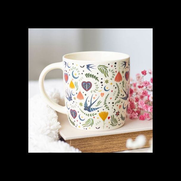 Cream Midnight Bloom Print Mug