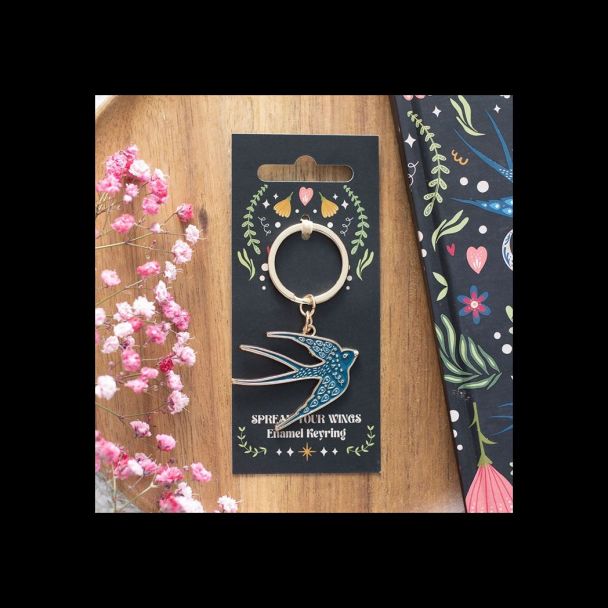 Blue Spread Your Wings Swallow Keyring