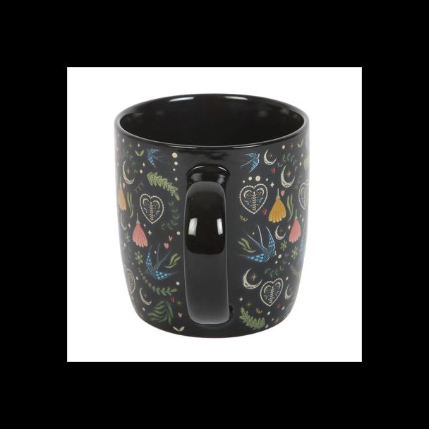 Black Midnight Bloom Print Mug