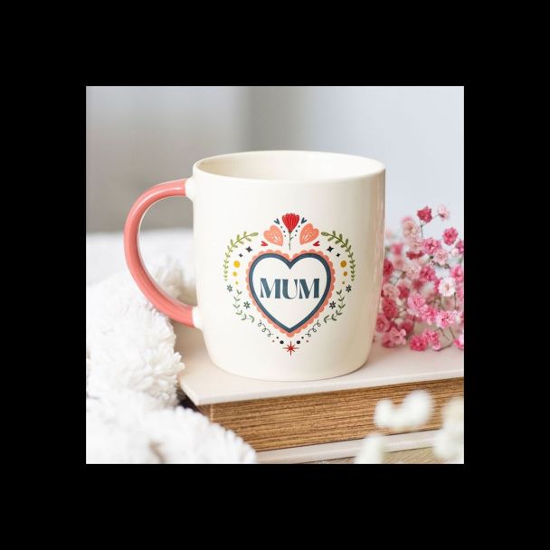 Mum Folk Heart Mug