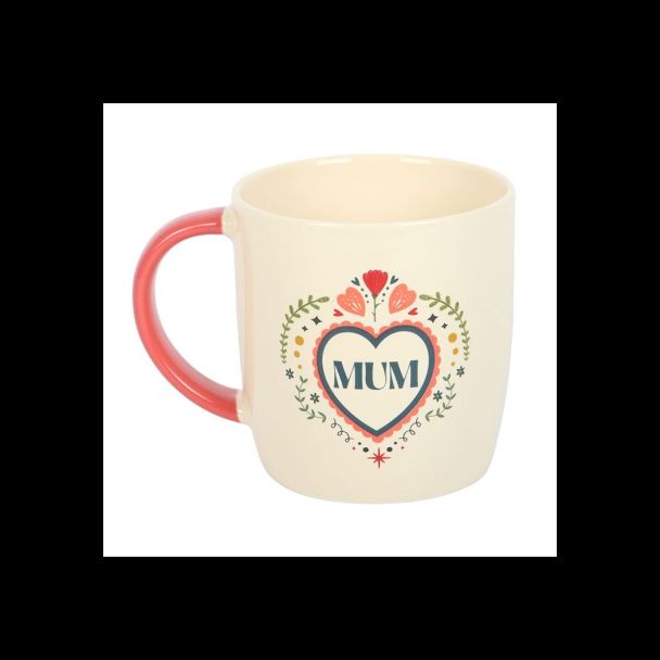Mum Folk Heart Mug