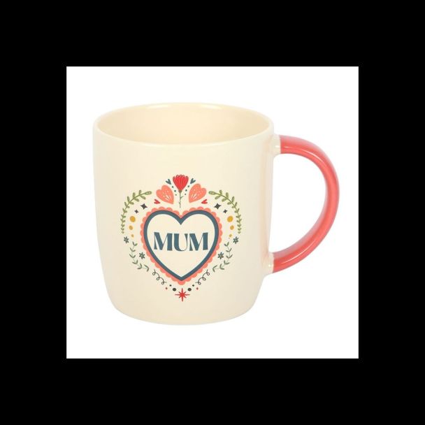 Mum Folk Heart Mug