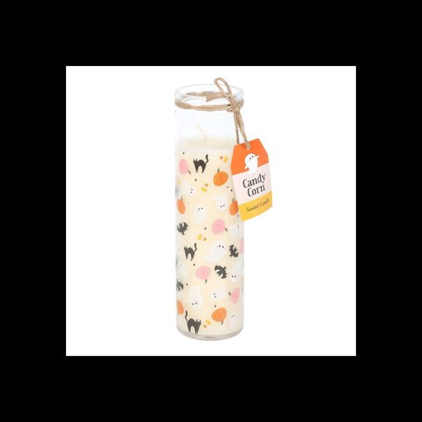 Sweet and Spooky Print Candy Corn Tube Candle