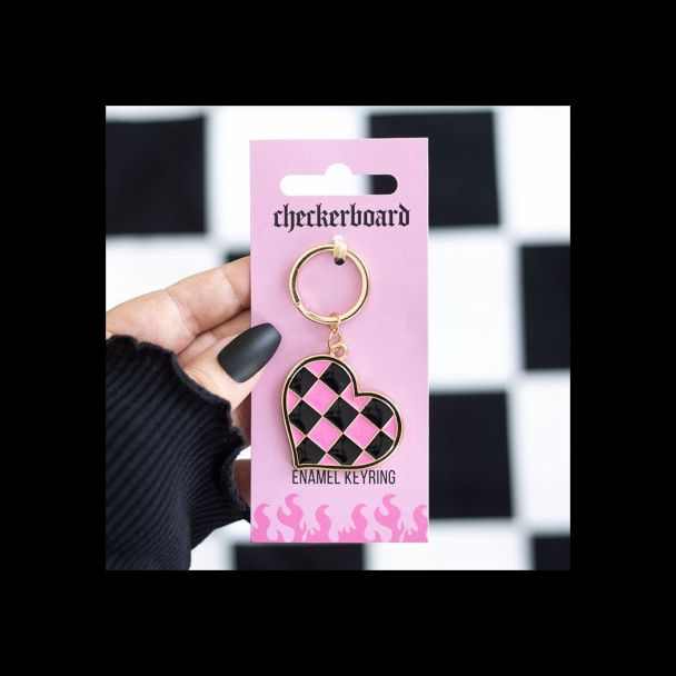 Checkerboard Heart Keyring