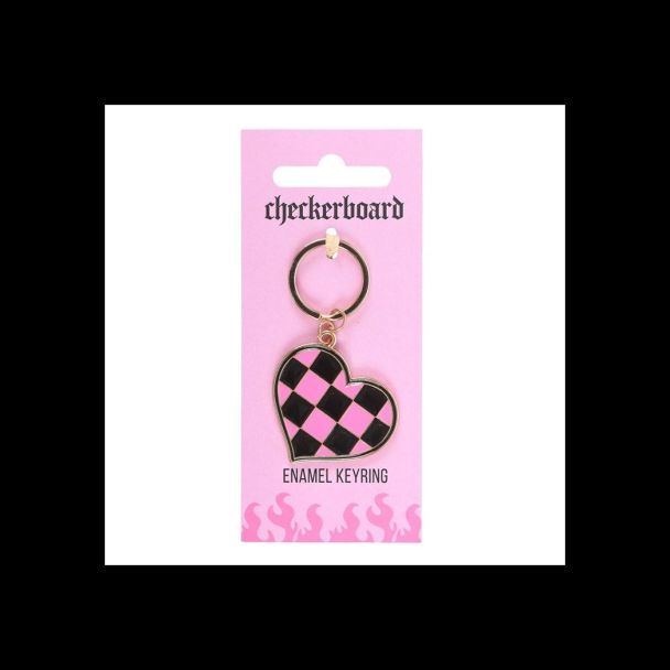 Checkerboard Heart Keyring