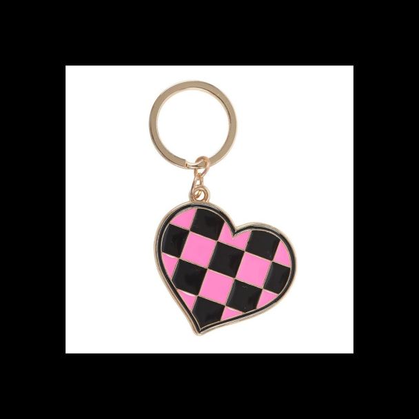 Checkerboard Heart Keyring