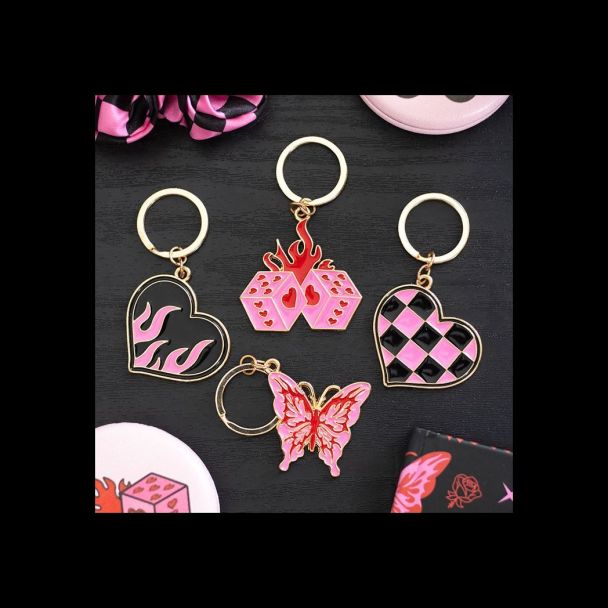 Checkerboard Heart Keyring