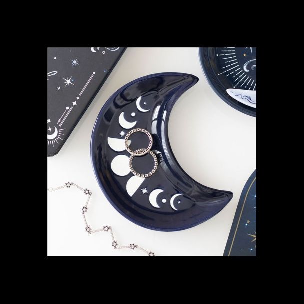 Blue Moon Phase Crescent Moon Trinket Dish