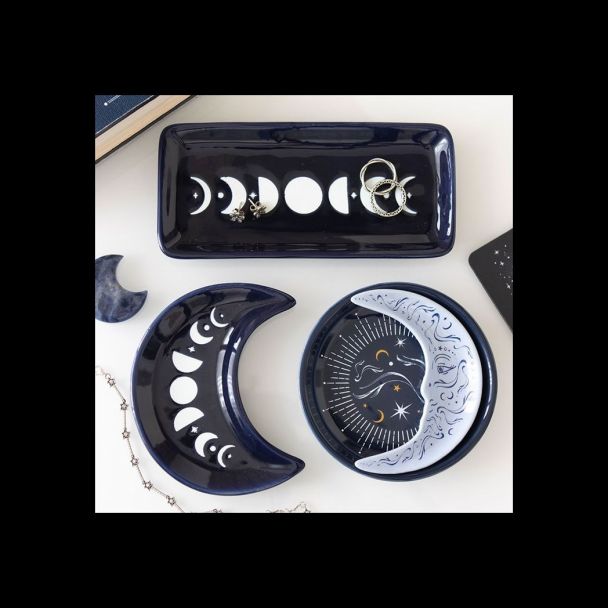 Blue Moon Phase Crescent Moon Trinket Dish