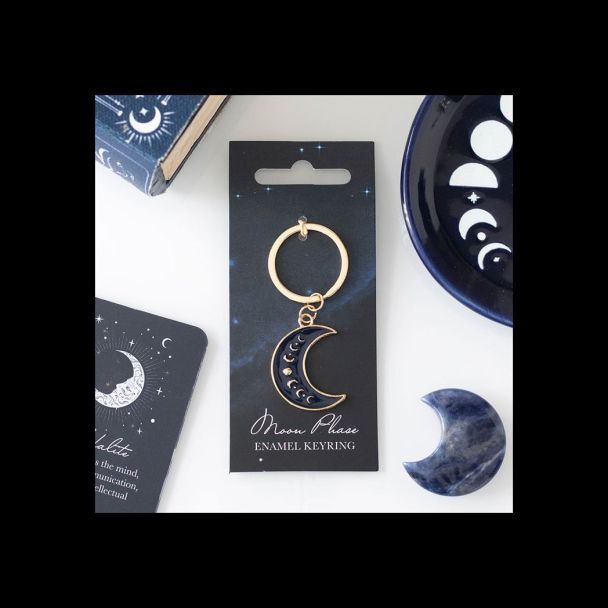 Blue Moon Phase Crescent Moon Keyring