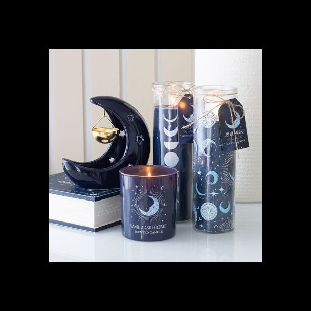 Blue Crescent Moon Hanging Oil Burner