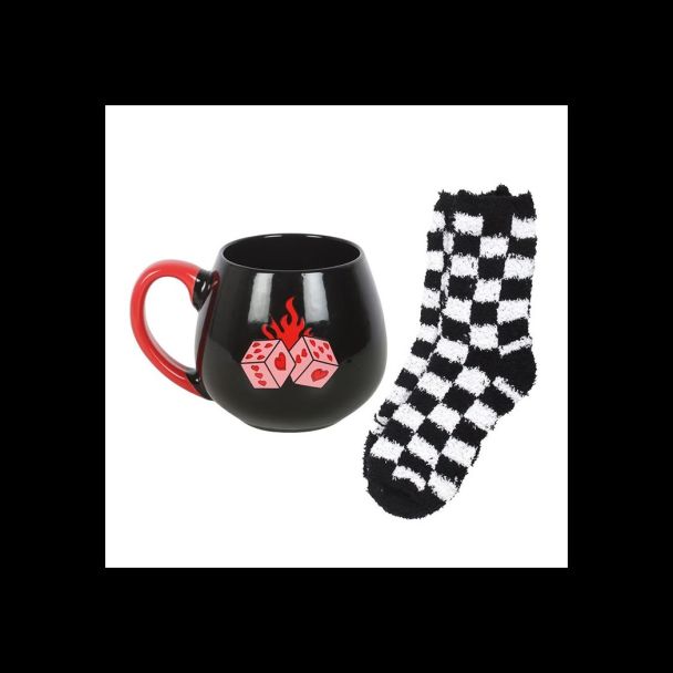 Black Dice Mug and Socks Set