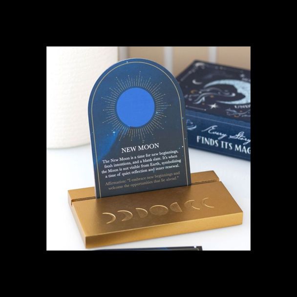 Set of 8 Moon Phase Cards with Wooden Stand