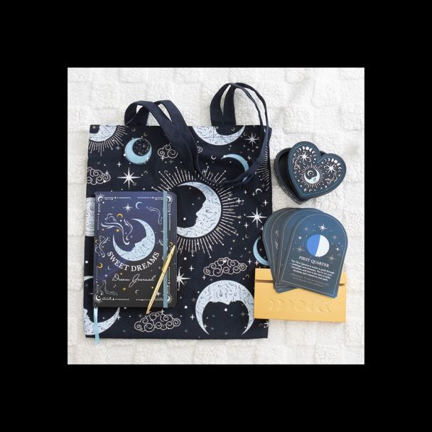 Set of 8 Moon Phase Cards with Wooden Stand