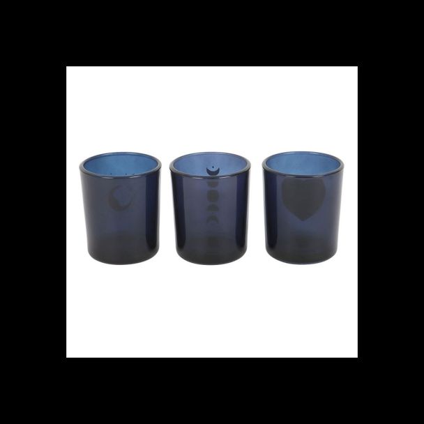 Set of 3 Blue Moon Votive Candle Holders