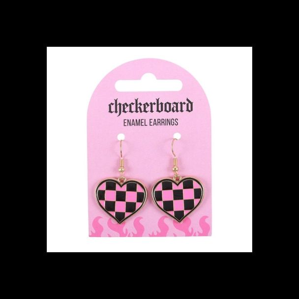 Checkerboard Heart Earrings