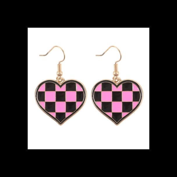Checkerboard Heart Earrings