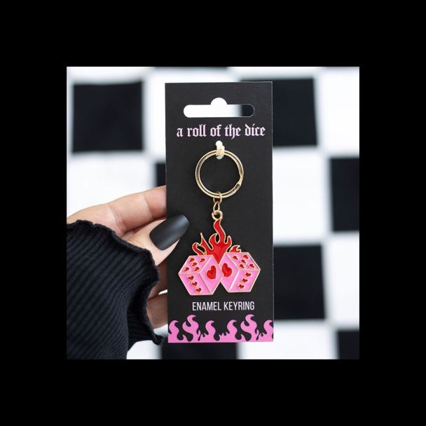 Flaming Dice Keyring