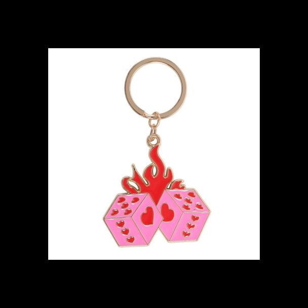 Flaming Dice Keyring