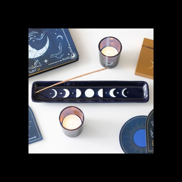 Blue Moon Phase Ceramic Incense Ash Catcher