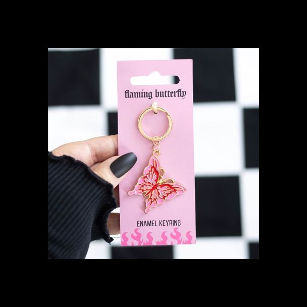 Flaming Butterfly Keyring